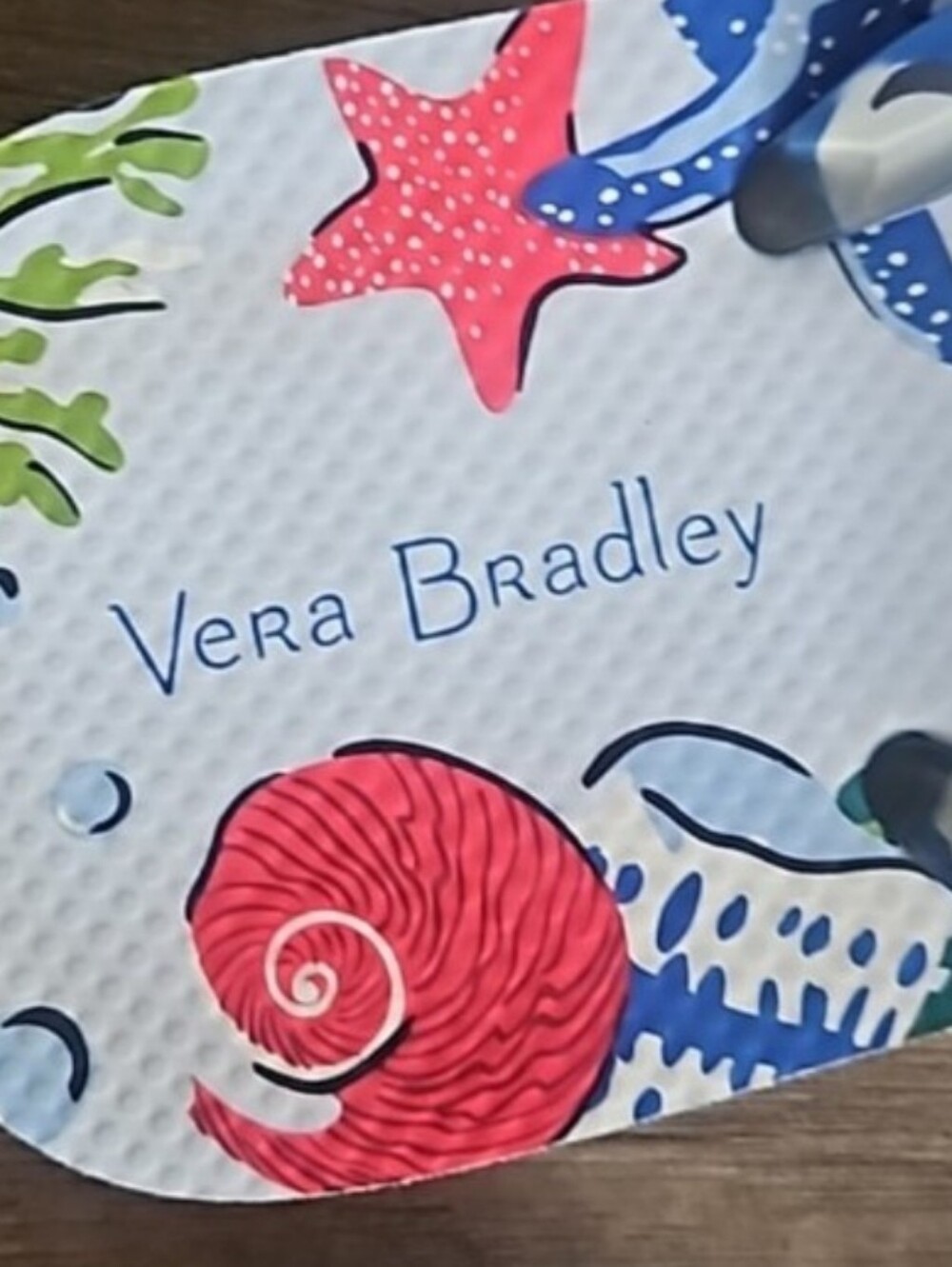 Vera Bradley Nautical Sea Life Flip Flops - Blue & Coral Print - Picture 2 of 4